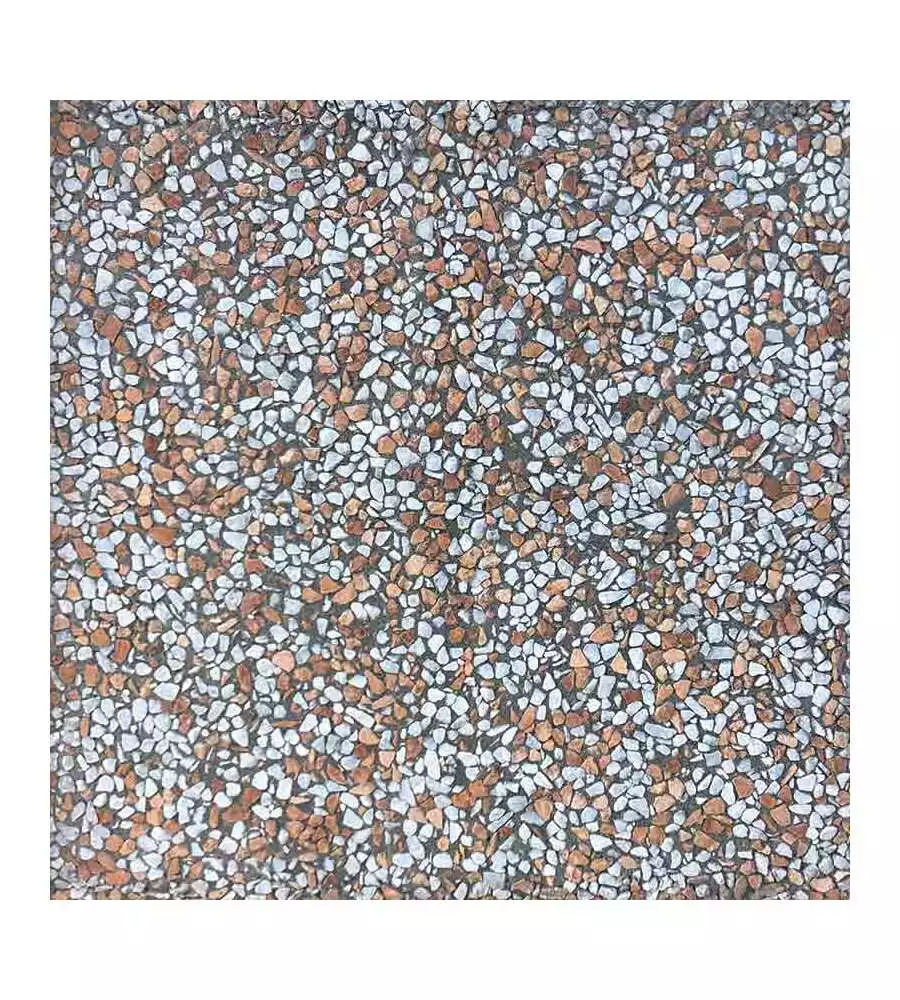 PIASTRELLA DA ESTERNO IN CEMENTO GHIAINO BIANCO/ROSSO 40X40X3,5 CM